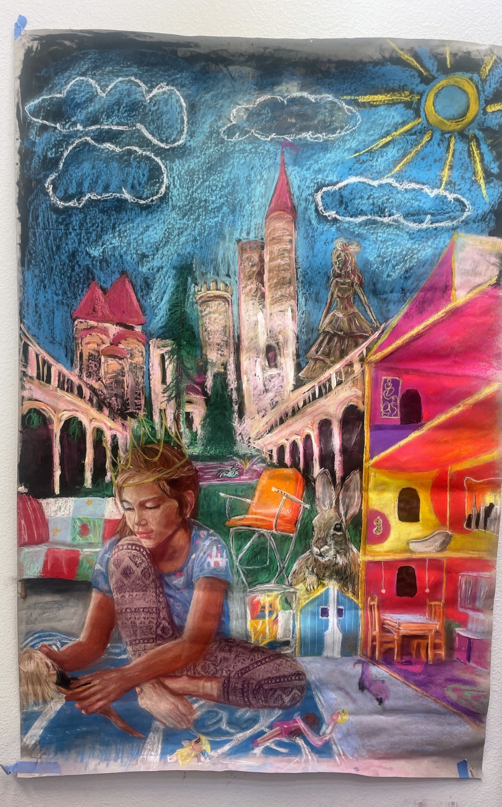 Tegan’s World, pastel and acrylic on paper, 48″x64″