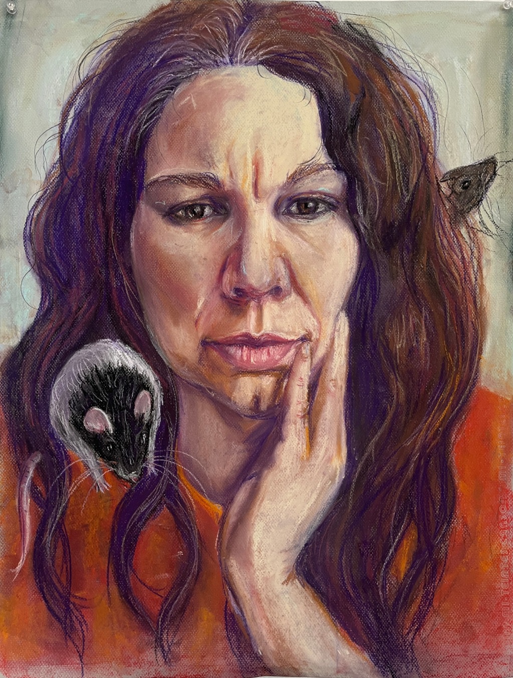 Tired, pastel on paper, 18″x24″, 2023